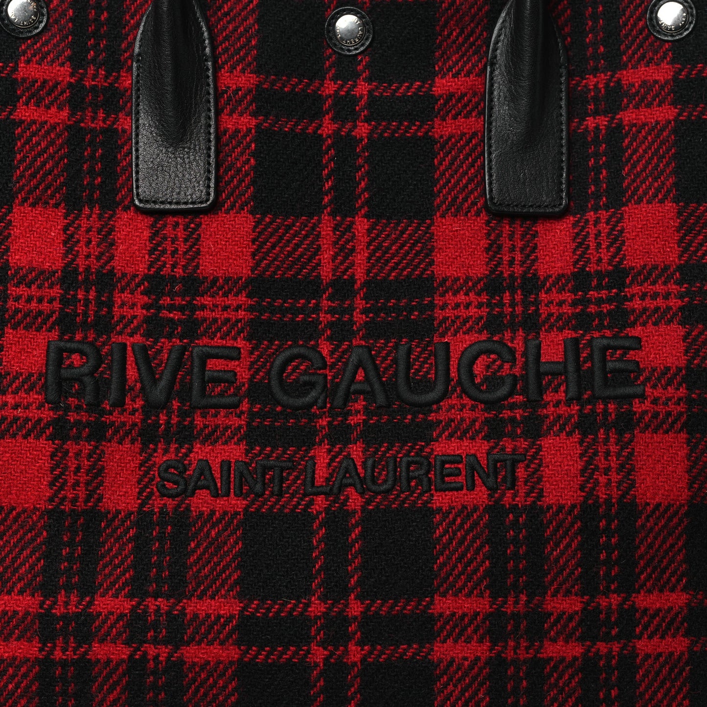 Wool Tartan Rive Gauche Noe Tote Red Black