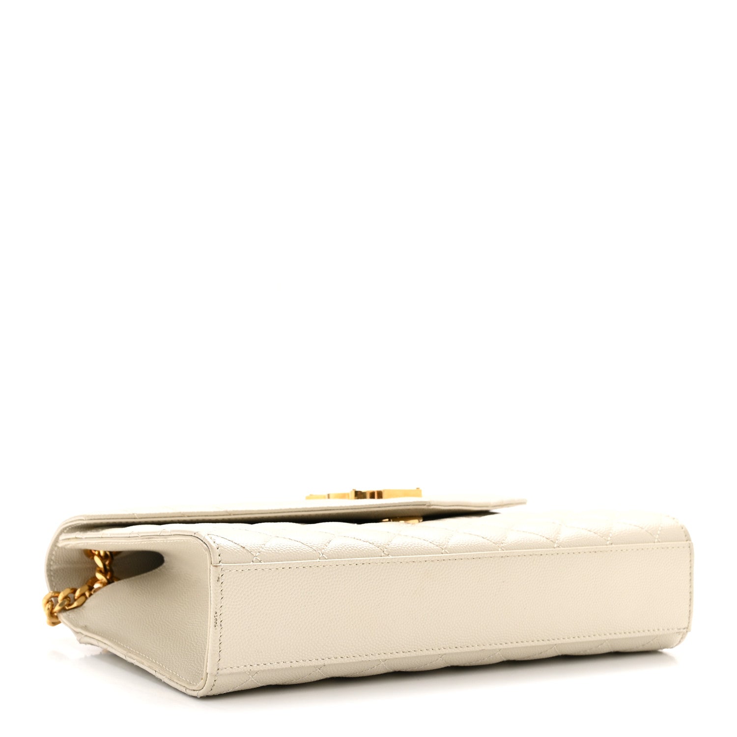 Saint Laurent Grain De Poudre Textured Mixed Matelasse Medium Triquilt Monogram Satchel Crema Soft 4 of 14