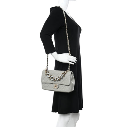 Chanel Lambskin Quilted Resin Bi-Color Chain Flap Bag Grey 2 of 15