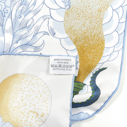 Hermes Silk Cosmographia Universalis Scarf 90 White Bleu Vert 3 of 3