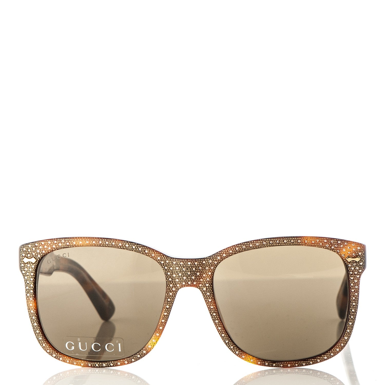 Gucci Rhinestone Acetate Square Sunglasses 3871/S Tortoise 2 of 6