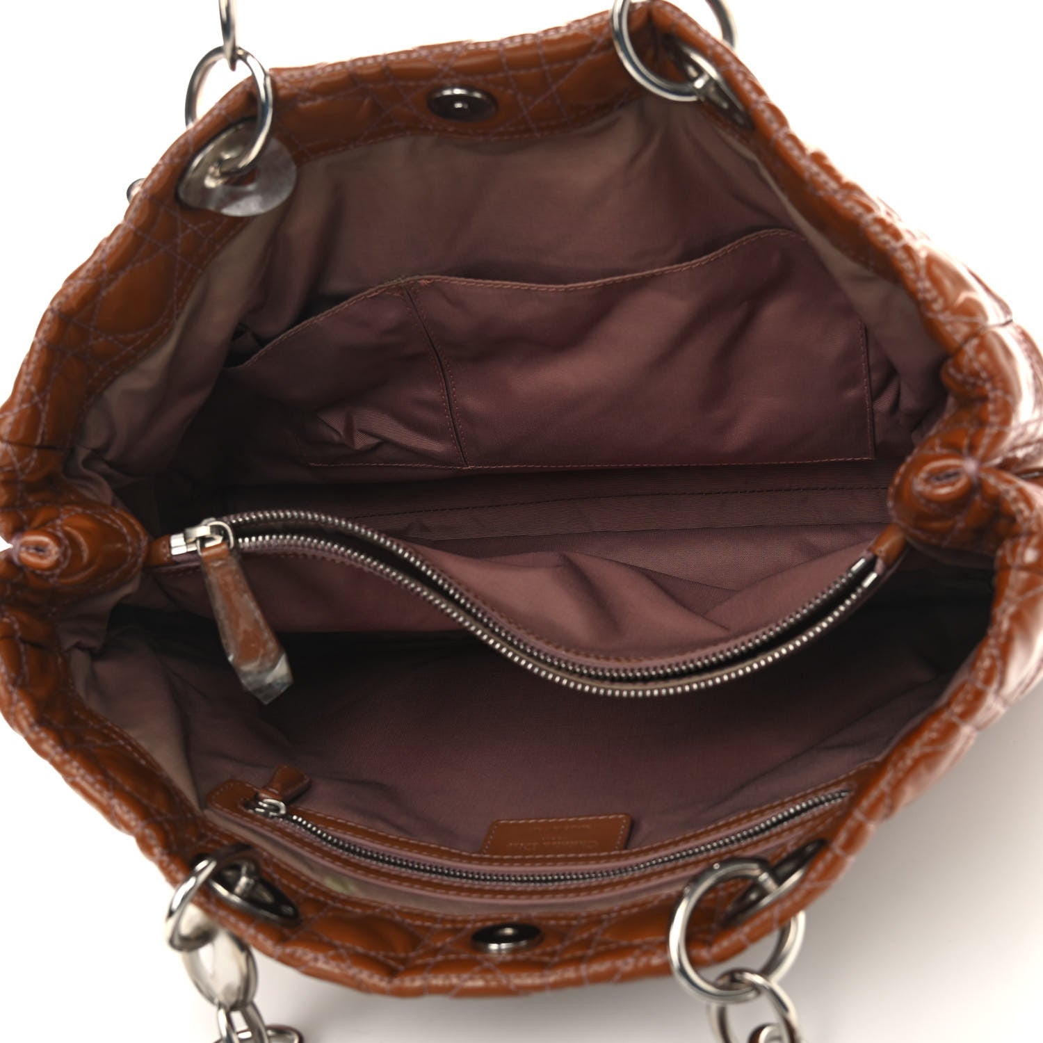 Christian Dior Patent Cannage Large Dior Soft Shopping Tote Brown 5 of 10