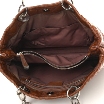 Christian Dior Patent Cannage Large Dior Soft Shopping Tote Brown 5 of 10
