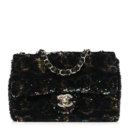 Chanel Sequin CC Small Single Flap Black Multicolor 1 of 10