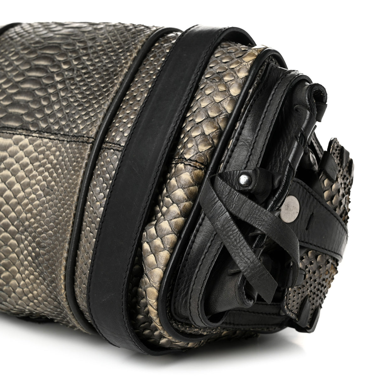 Snakeskin Calfskin Silverado Shoulder Bag Grey