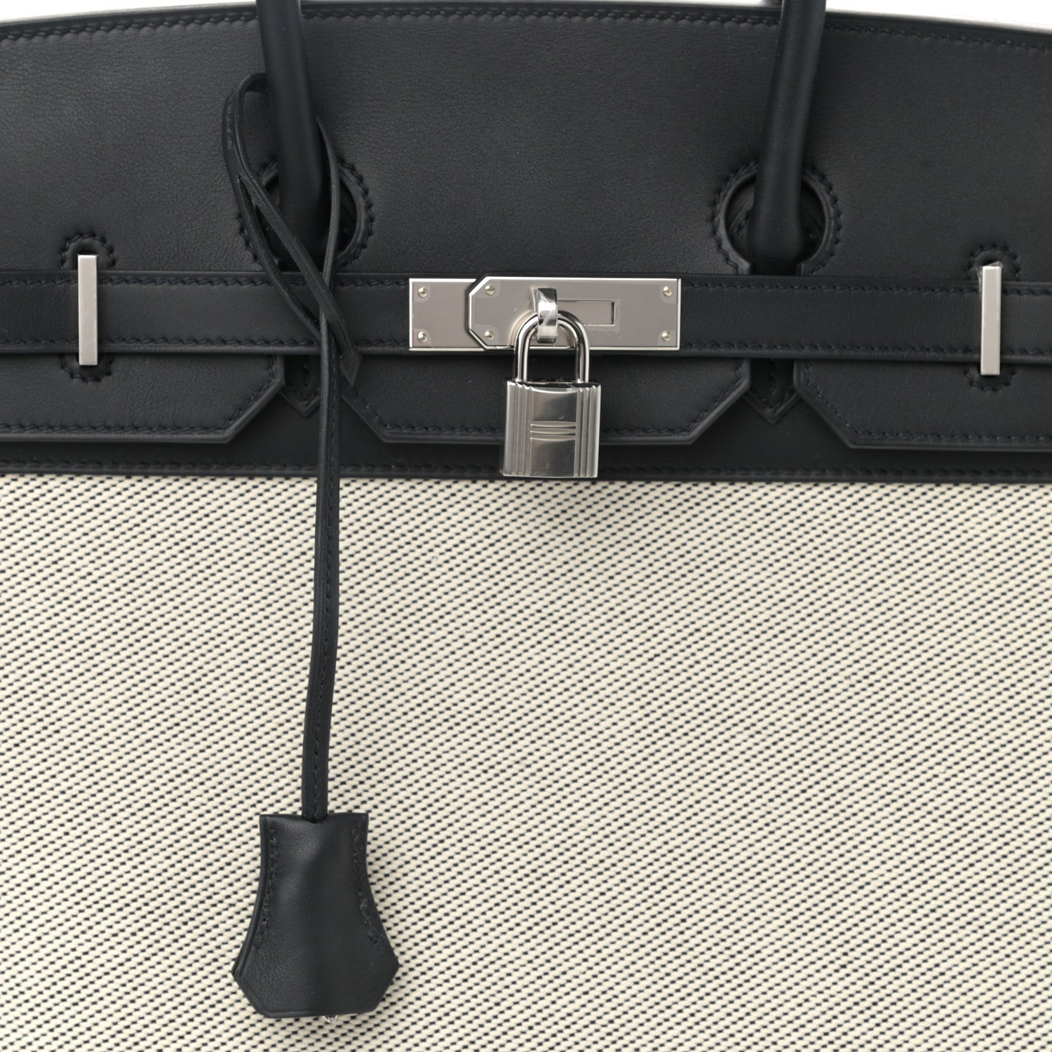 Hermes Swift Twill H Fray Fray Birkin 35 Black Ecru 8 of 11