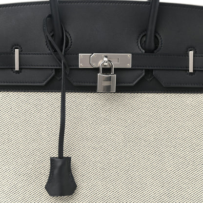 Hermes Swift Twill H Fray Fray Birkin 35 Black Ecru 8 of 11