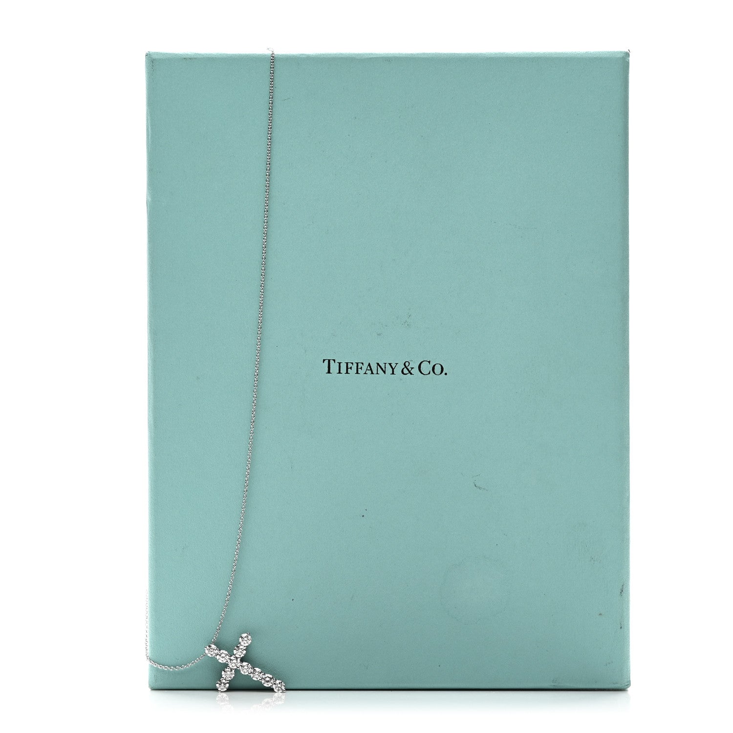 Tiffany Platinum Diamond Large Cross Pendant Necklace 6 of 6