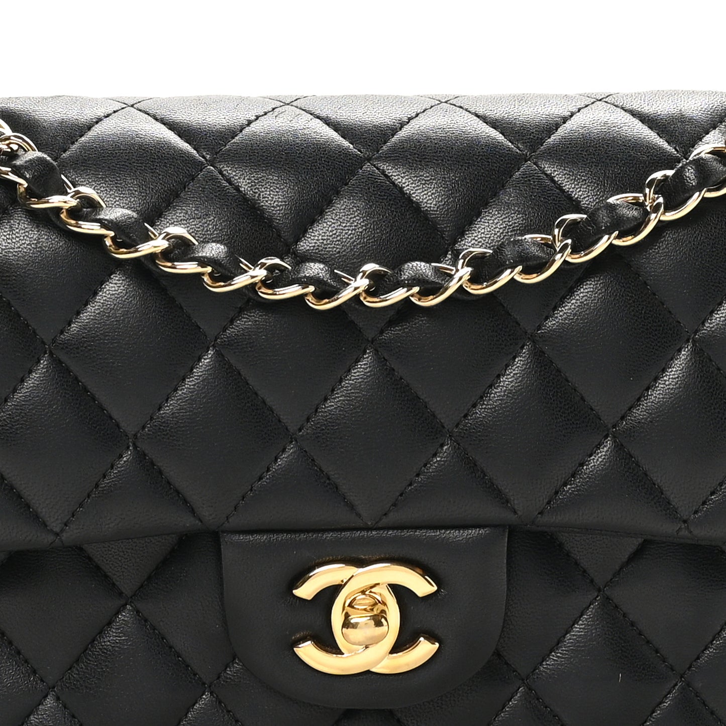 Lambskin Quilted Small Double Flap Black