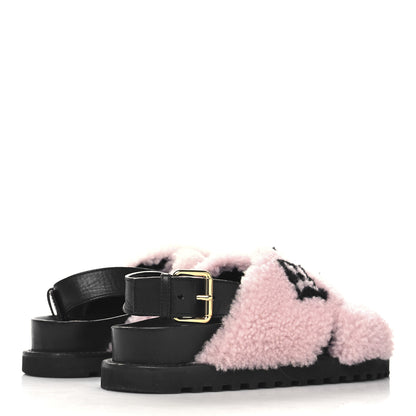 Louis Vuitton Shearling Calfskin Paseo Flat Comfort Sandal 38 Pink 5 of 8
