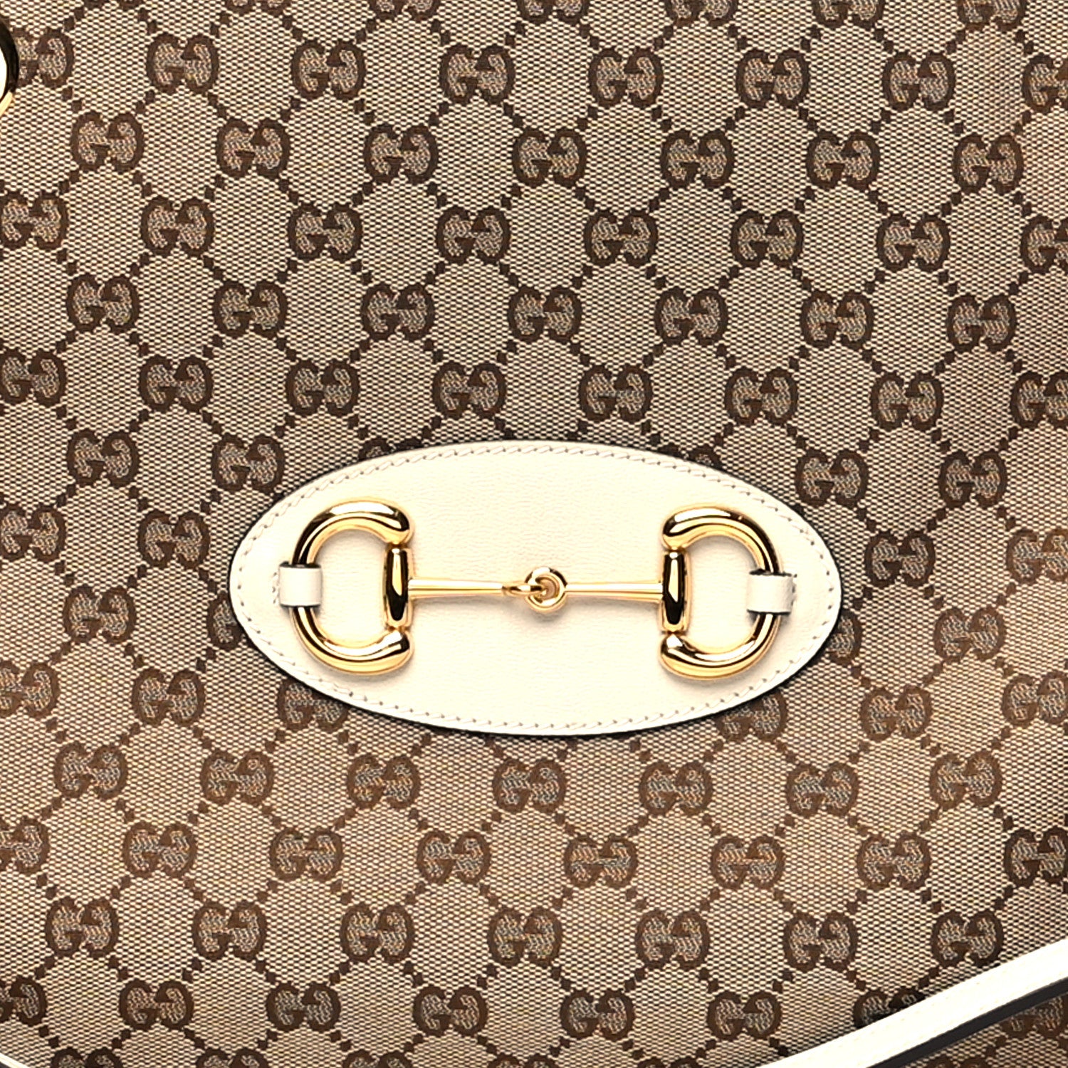 Gucci Monogram Calfskin Medium Horsebit 1955 Tote Bag Beige Mystic White 8 of 12