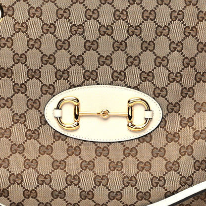 Gucci Monogram Calfskin Medium Horsebit 1955 Tote Bag Beige Mystic White 8 of 12