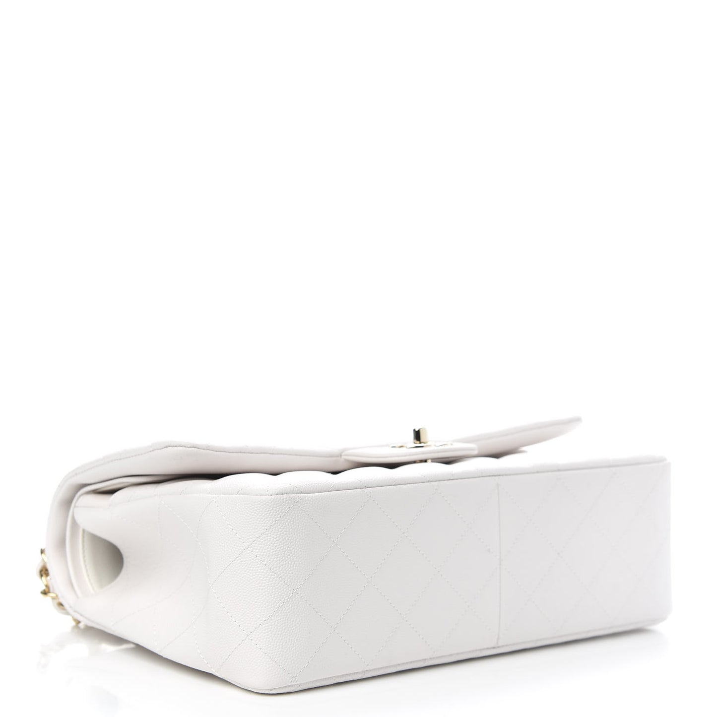 Caviar Quilted Jumbo Double Flap White