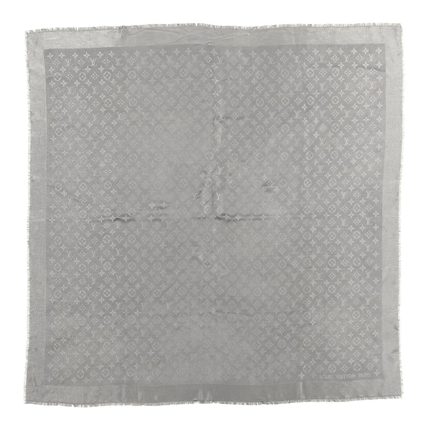 Silk Lurex Wool Monogram Shine Shawl Charcoal Grey