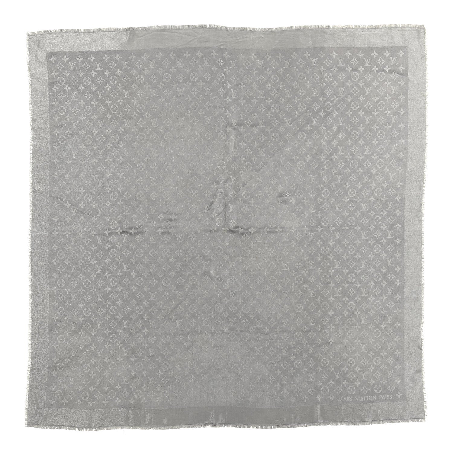 Louis Vuitton Silk Lurex Wool Monogram Shine Shawl Charcoal Grey 1 of 3