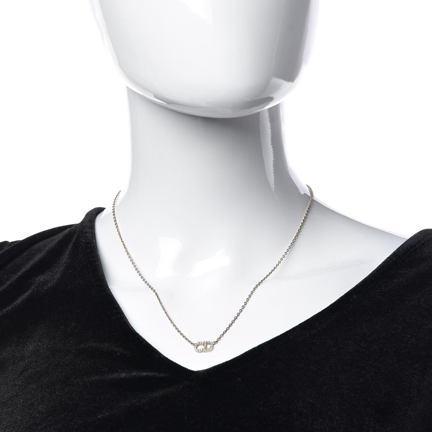 Christian Dior Metal Crystal Clair D Lune Necklace Gold 2 of 6