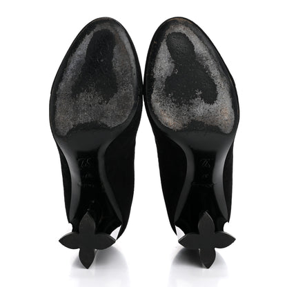 Louis Vuitton Suede Monogram Uniformes Cap Toe Chelsea 80mm Ankle Boots 37 Black 6 of 9