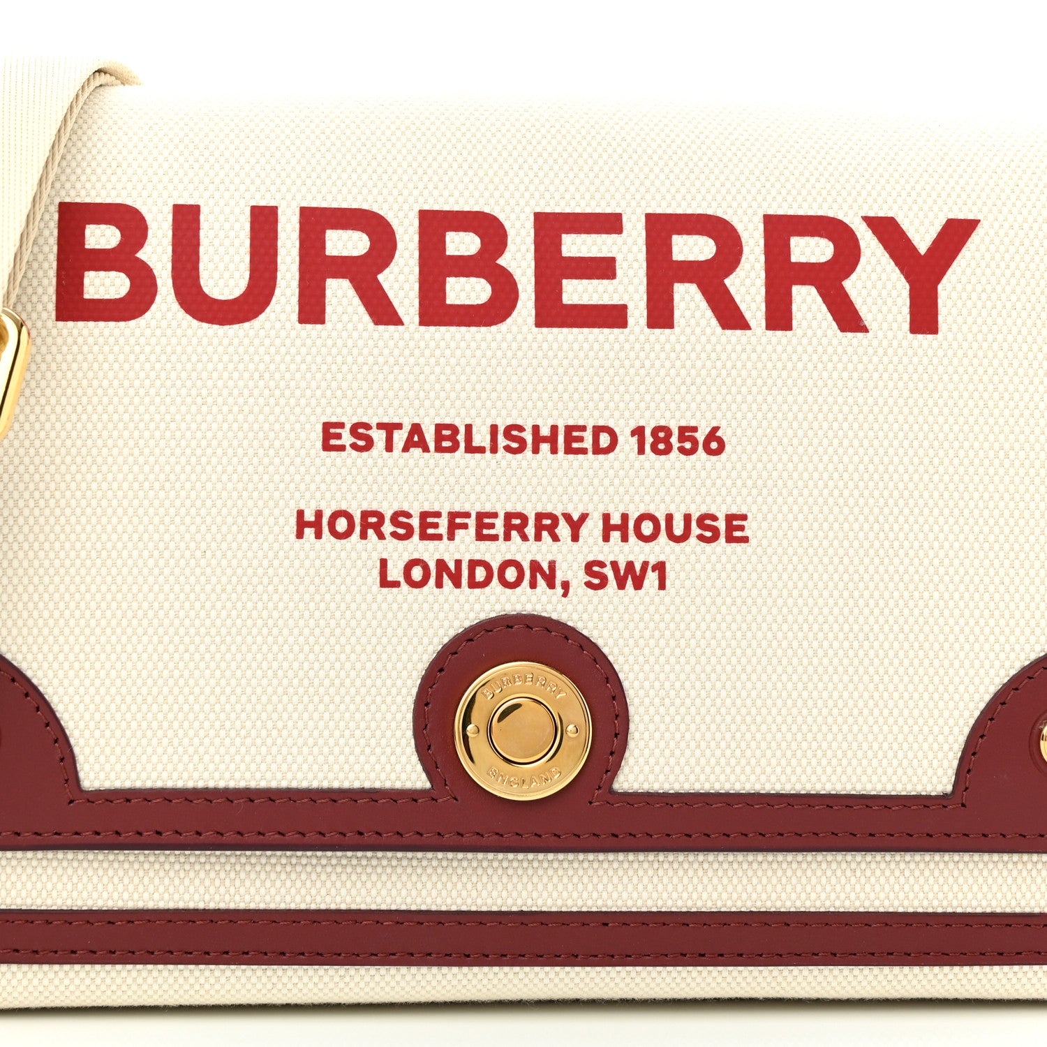 Burberry Canvas Horseferry Print Note Crossbody Bag Natural Tan Fiery Red 7 of 9