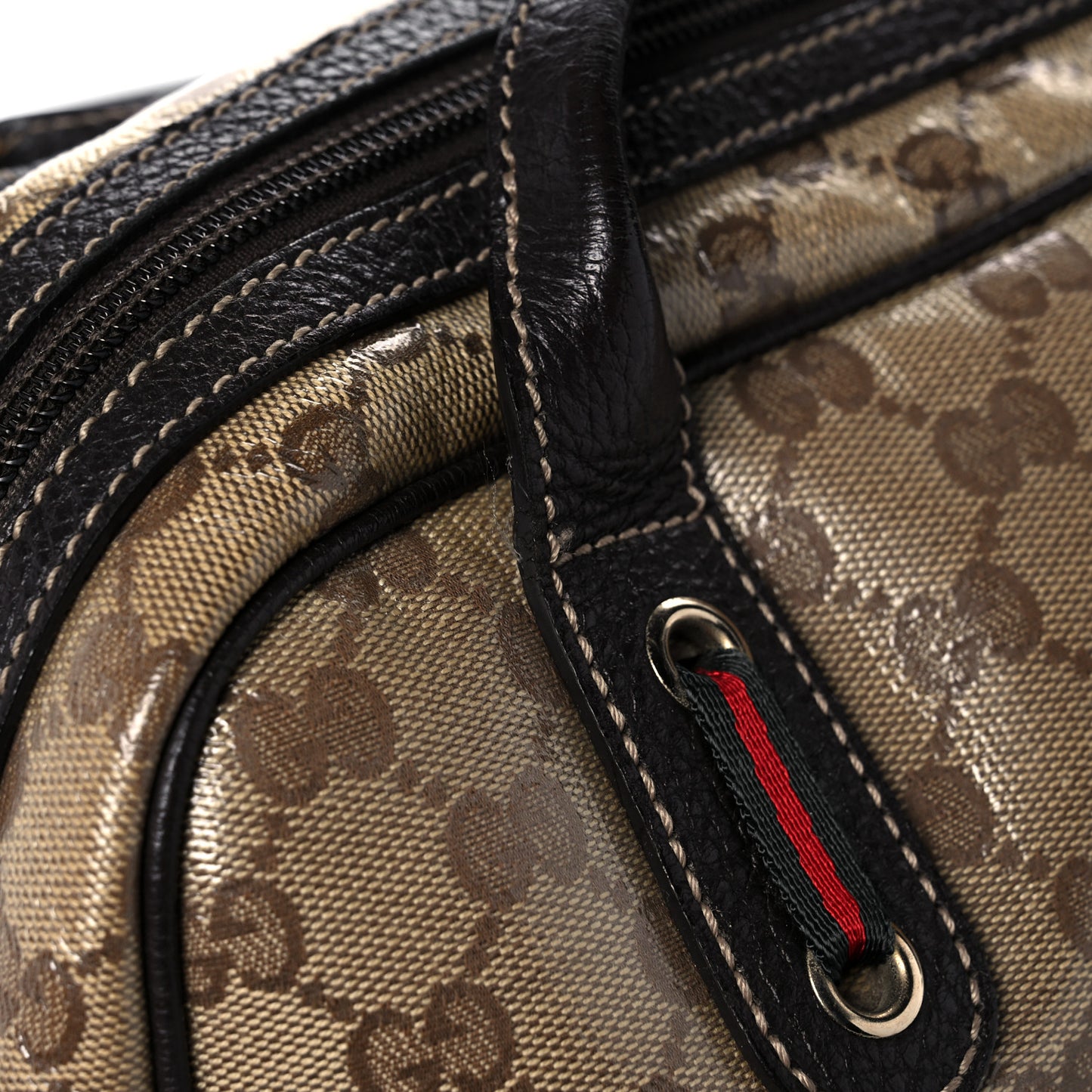 Crystal Monogram Web Princy Boston Brown