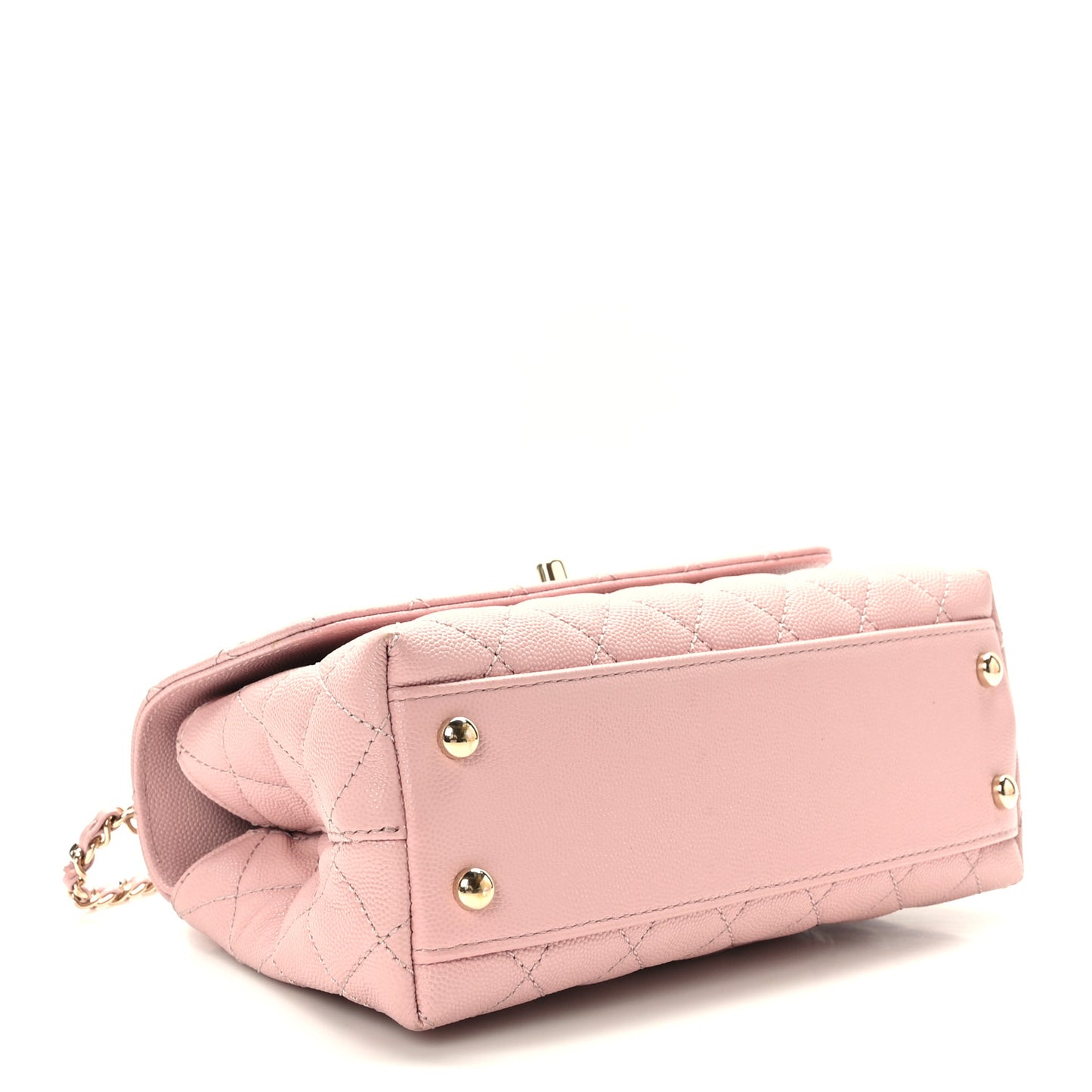 Caviar Lizard Embossed Quilted Mini Coco Handle Flap Light Pink