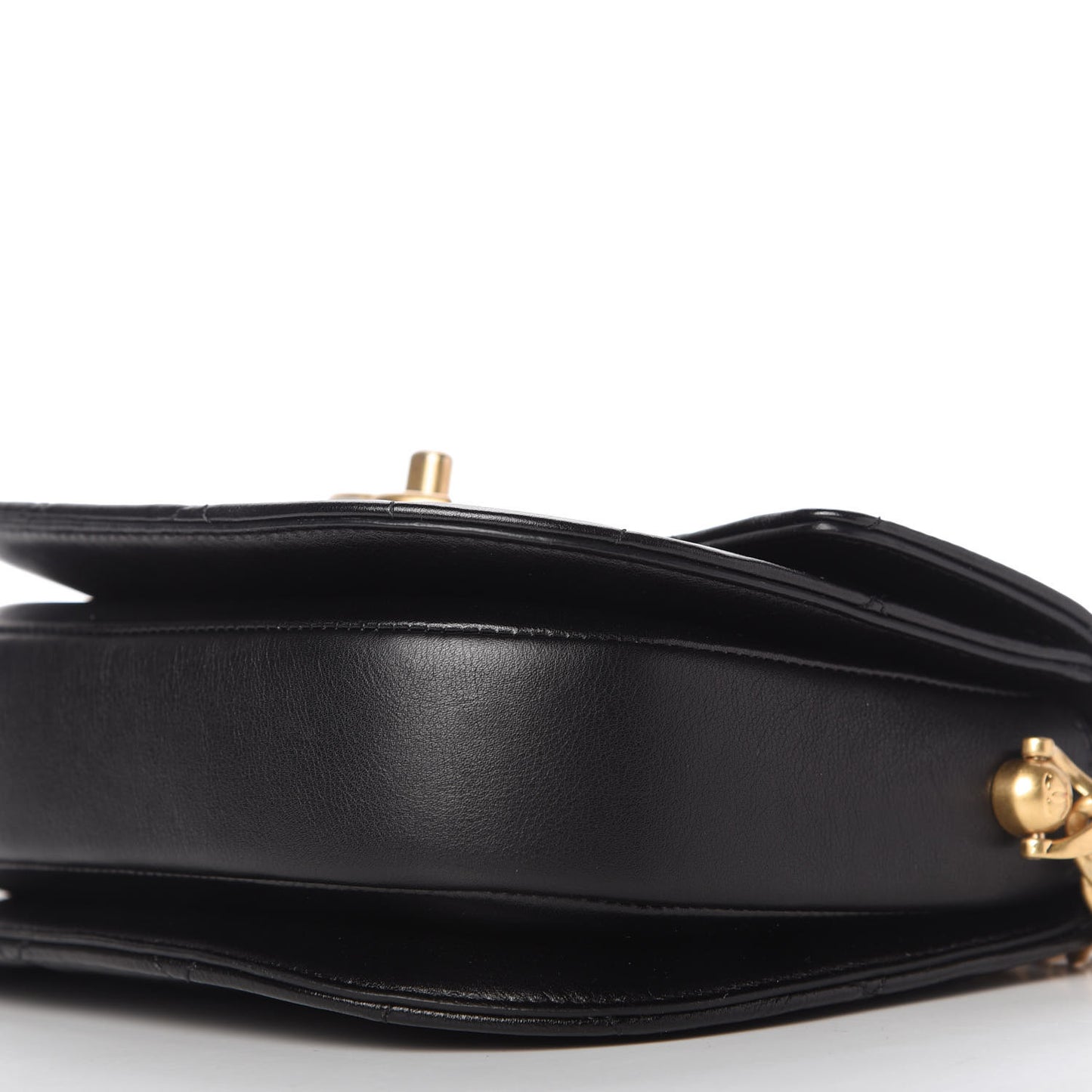 Calfskin Quilted Moon Messenger Black