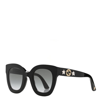 Gucci Acetate Crystal Star Round Frame Sunglasses GG0208S Black 1 of 10