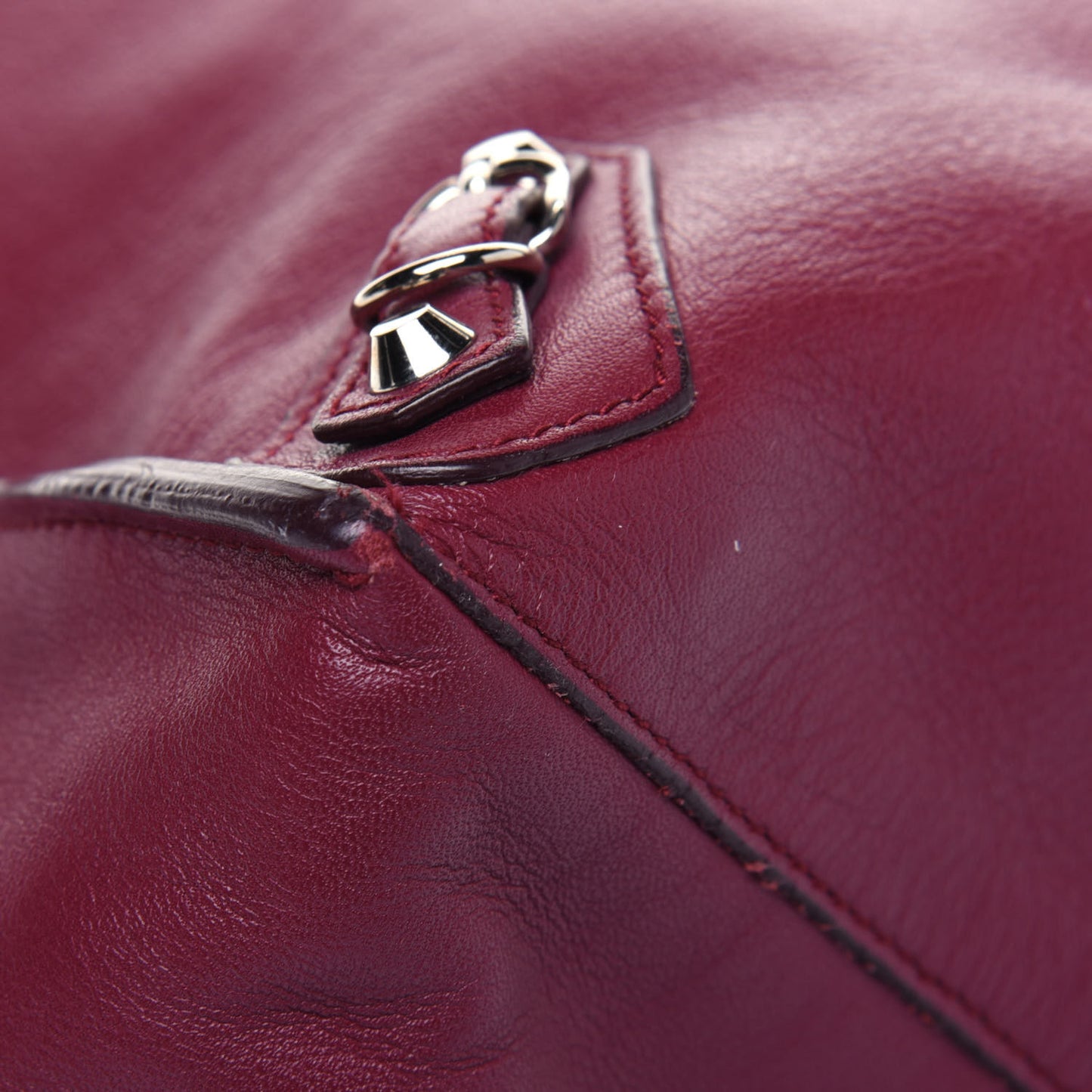 Veau Papier Classic Silver Hardware A4 Zip Around Tote Rouge Pourpre