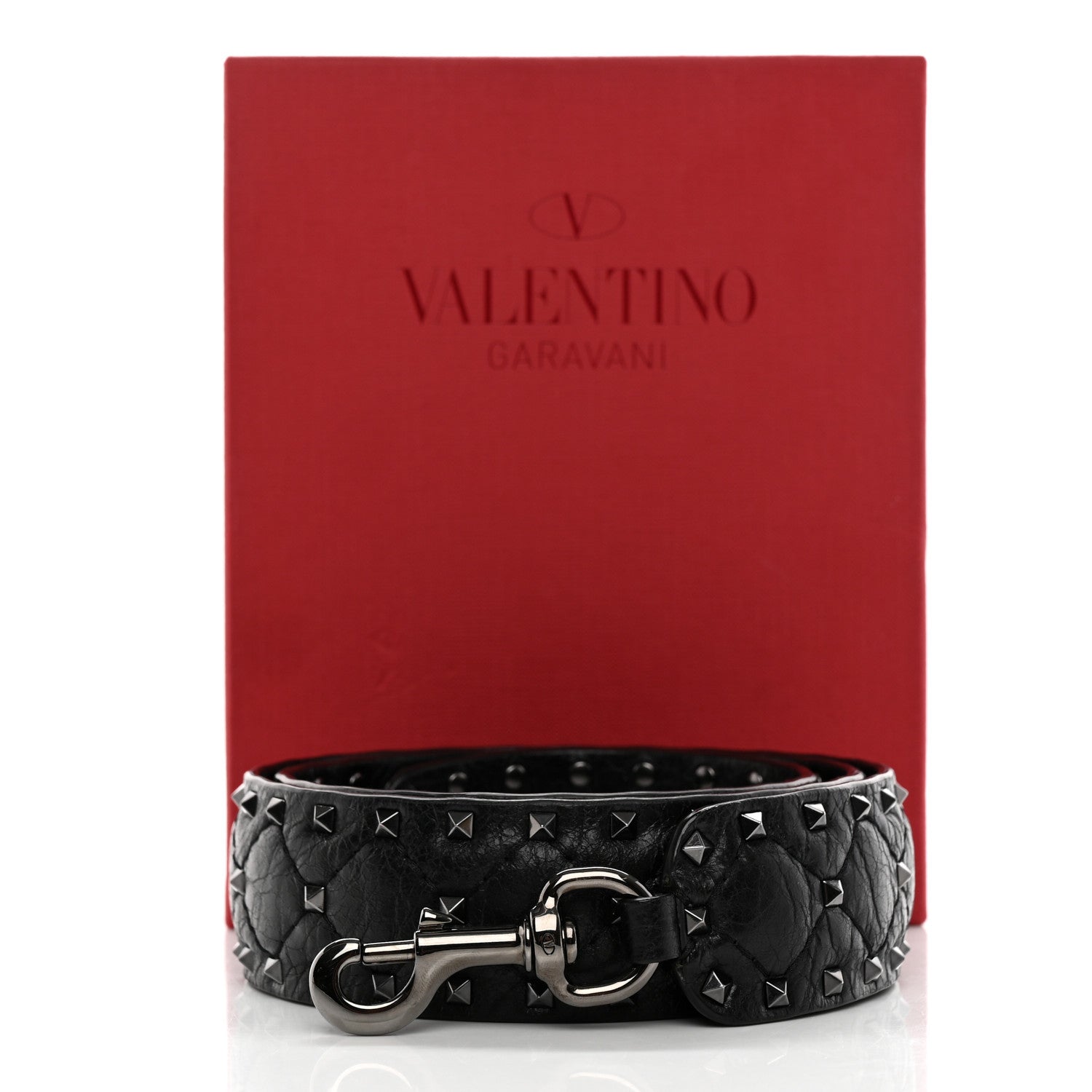 Valentino Garavani Craquele Nappa Rockstud Spike Shoulder Strap Black 5 of 5