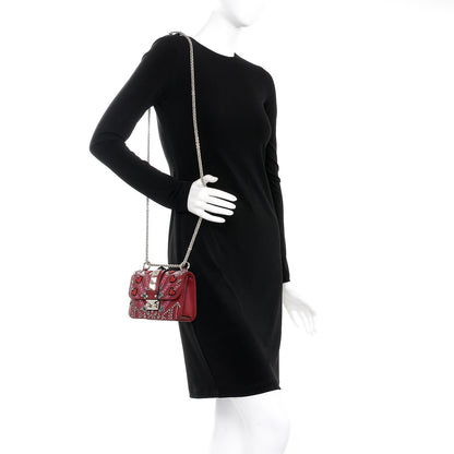 Valentino Garavani Vitello Crystal Loveblade Embellished Mini Glam Lock Rockstud Flap Rubino 2 of 8