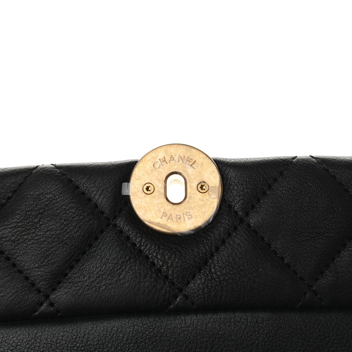 Calfskin Quilted Accordion Pearl CC Small Flap Bag Black