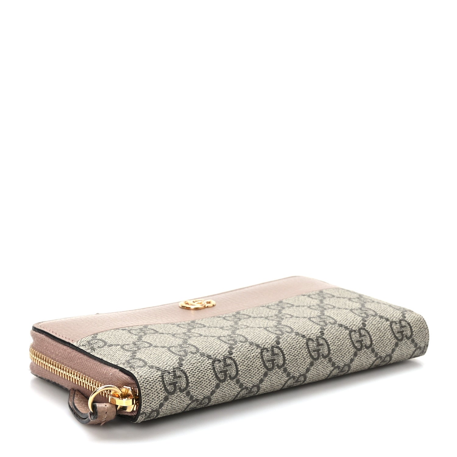Gucci Dollar Calfskin GG Supreme Monogram GG Marmont Zip Around Wallet Porcelain Rose Beige Ebony 4 of 7