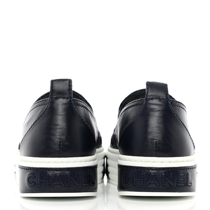 Chanel Lambskin Quilted Womens CC Stroll Sneakers 36 Dark Blue Black 5 of 13