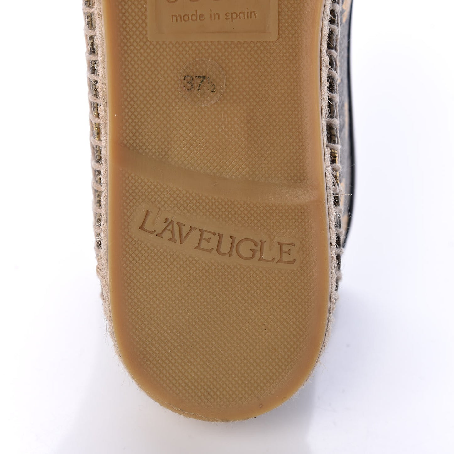 GG Supreme Monogram Bees Espadrille Flats 37.5 Beige Ebony Oro Black
