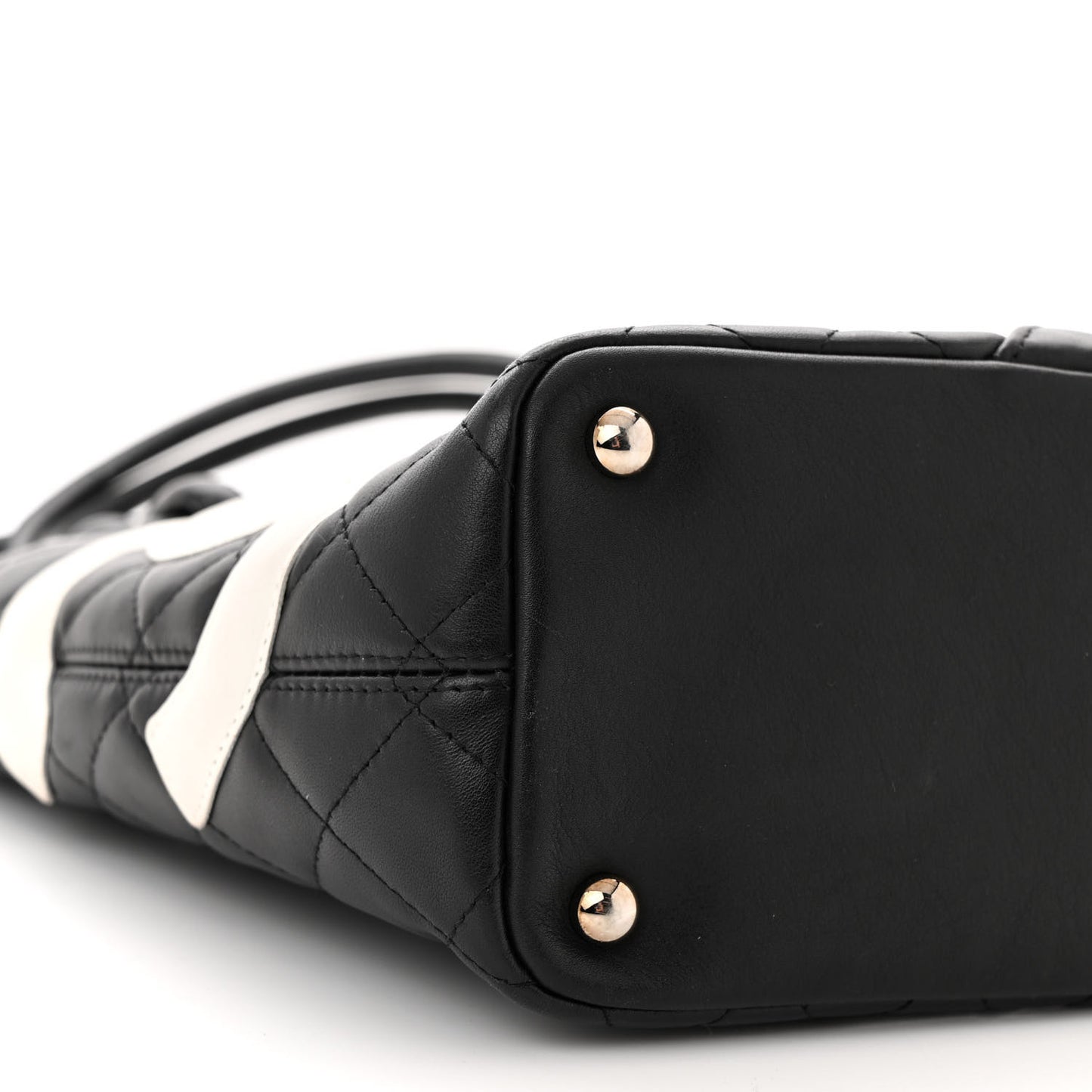 Calfskin Quilted Small Cambon Tote Black White
