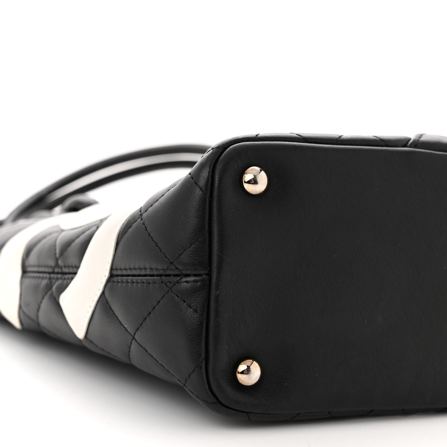 Chanel Calfskin Quilted Small Cambon Tote Black White 9 of 10