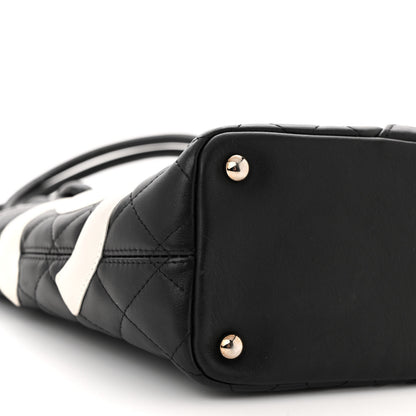 Chanel Calfskin Quilted Small Cambon Tote Black White 9 of 10