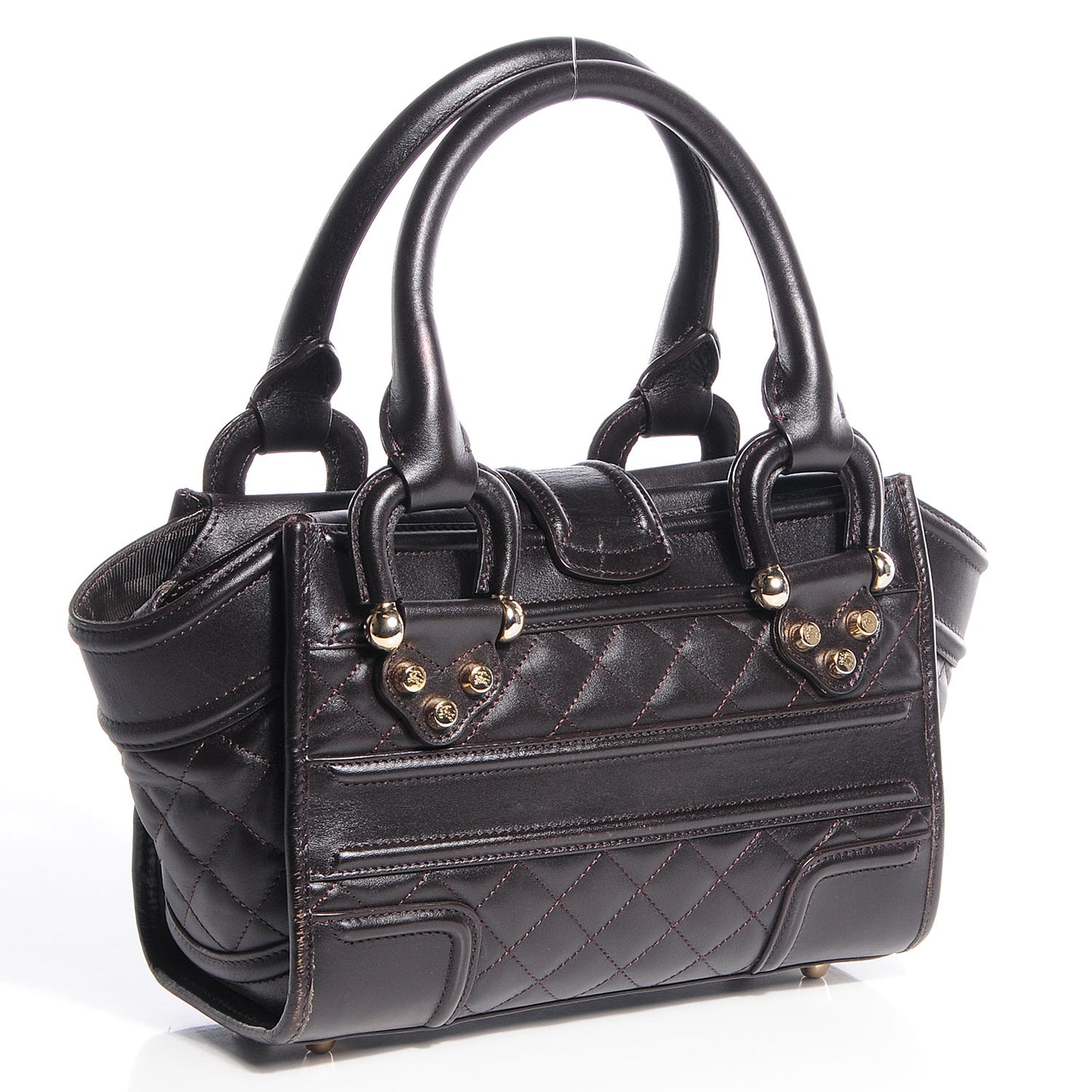 Quilted Calfskin Manor Tote Dark Brown