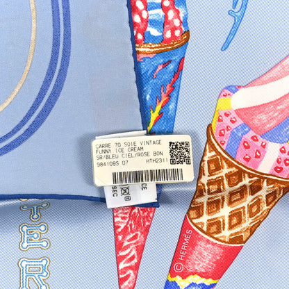Hermes Silk Funny Ice Cream Scarf 70 Bleu Ciel Rose Bonbon Jaune 3 of 3