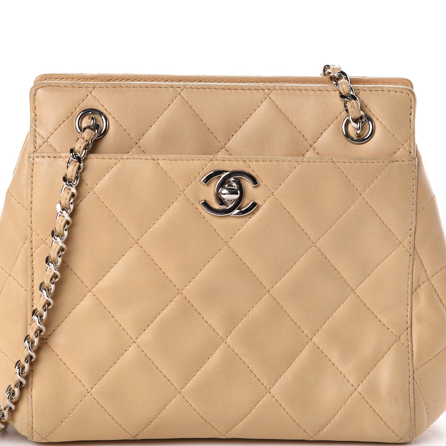 Chanel Lambskin Quilted Small Shoulder Bag Beige 8 of 10