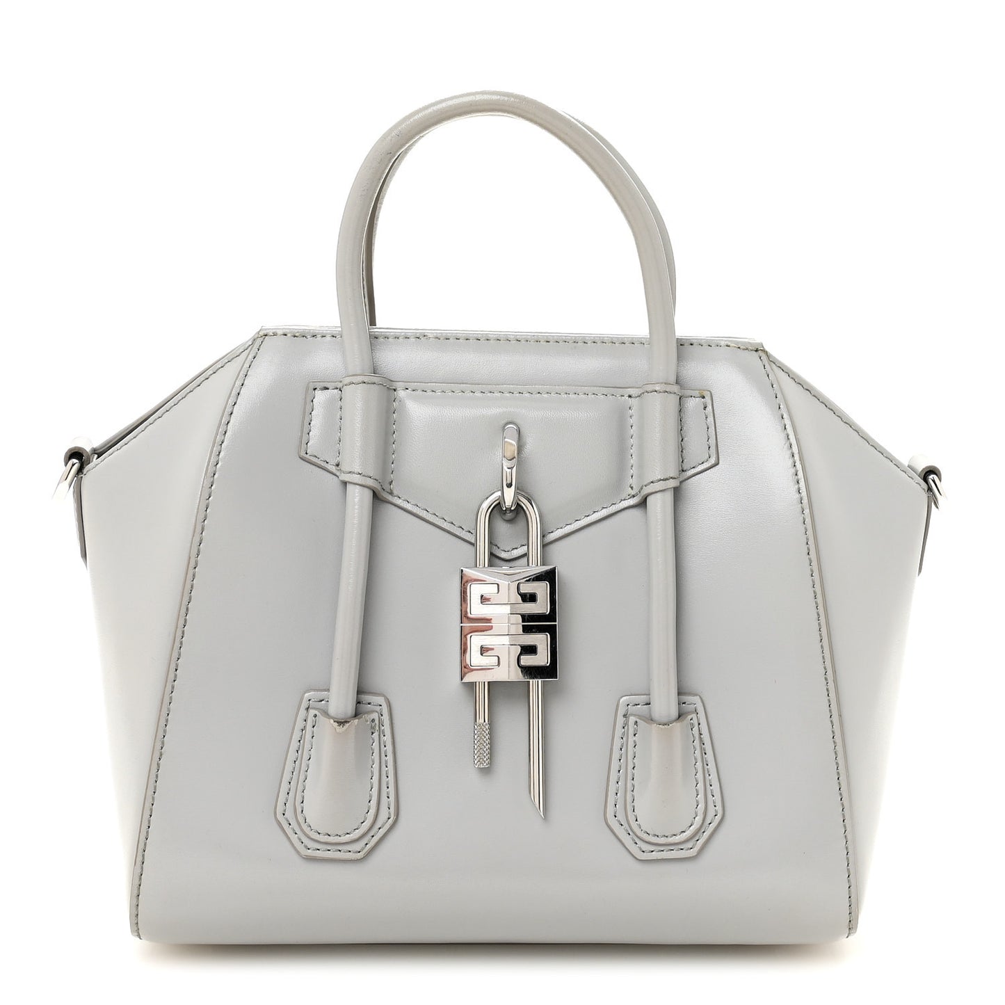 Box Calfskin Mini Lock Antigona Shoulder Bag Medium Grey