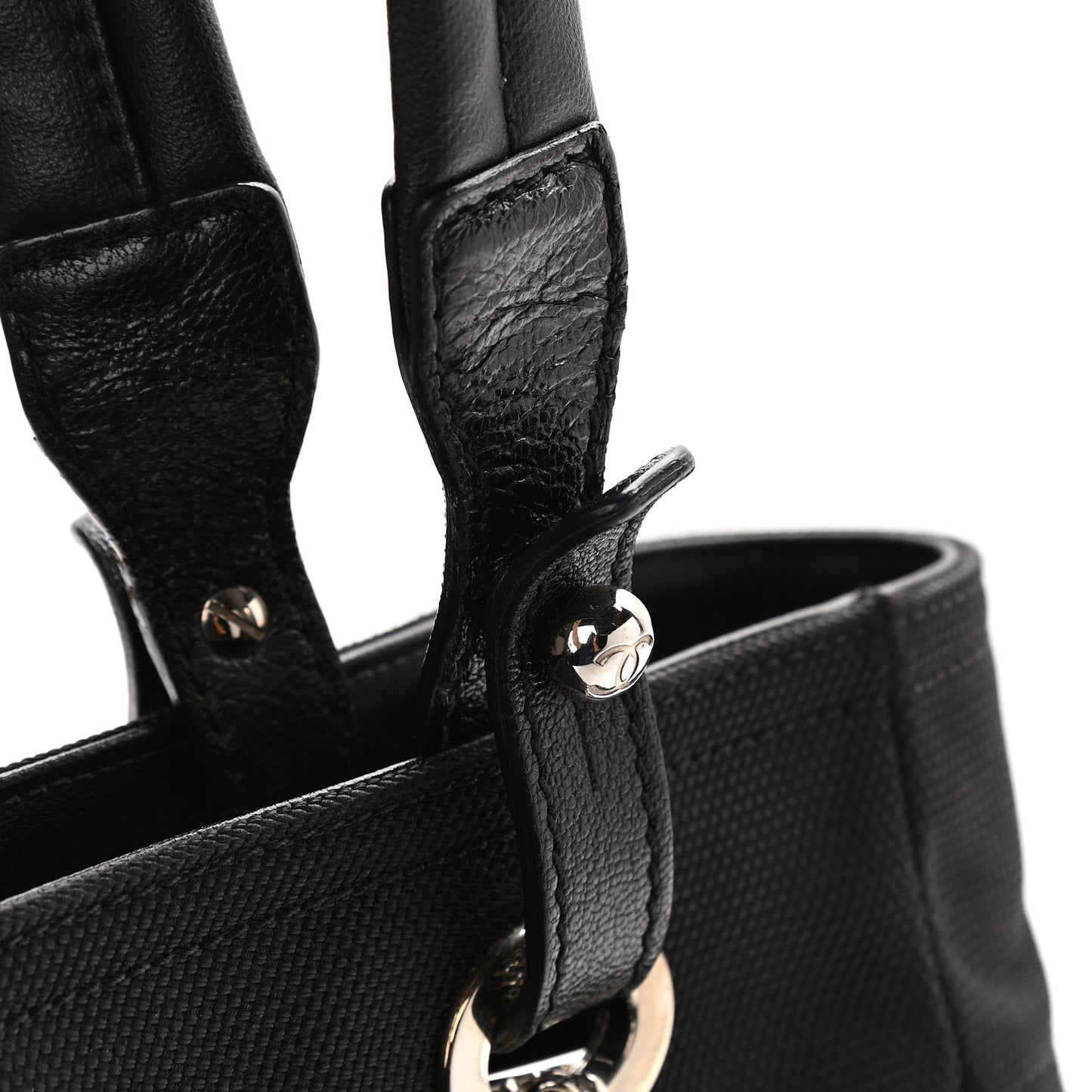 Coated Canvas Quilted Small Paris Biarritz Tote Black