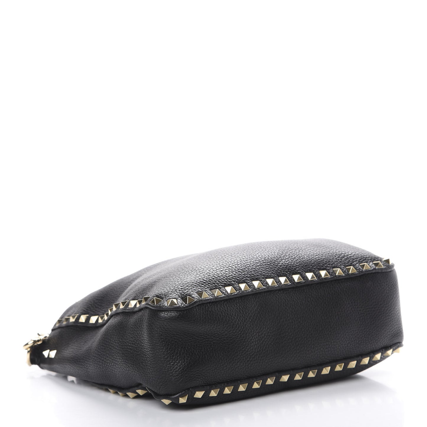 Pebbled Calfskin Small Rockstud Flip-Lock Messenger Bag Black