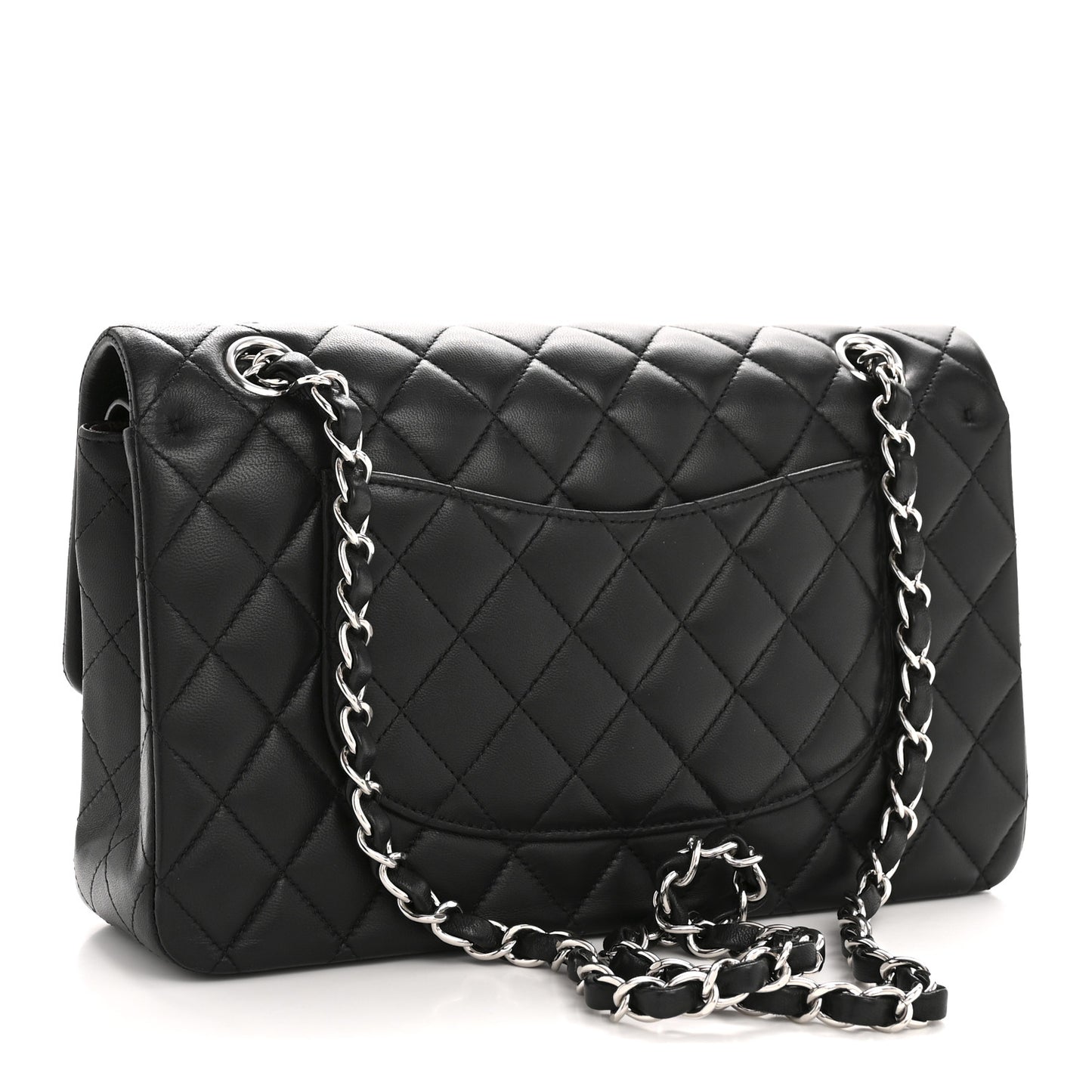 Lambskin Quilted Medium Double Flap Black