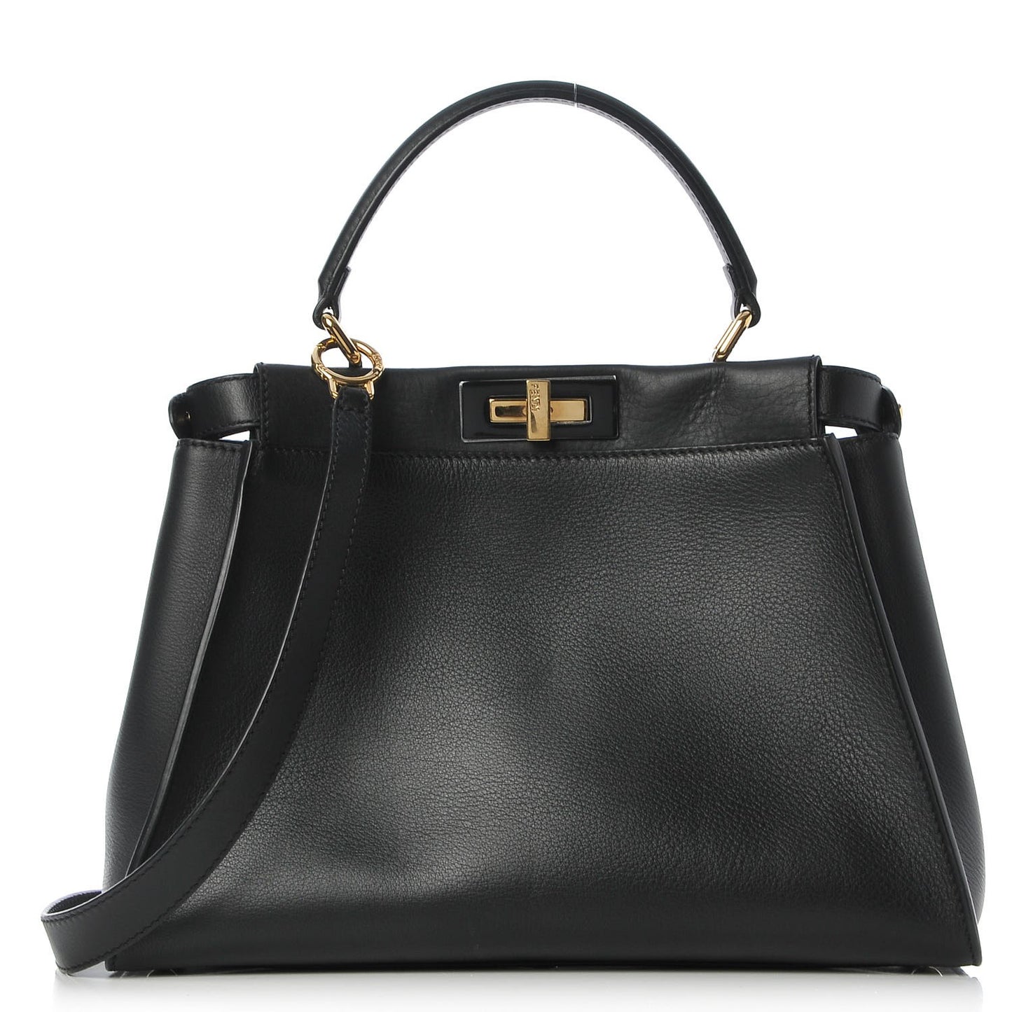 Vitello Seta Shiny Nappa Medium Peekaboo Iconic Satchel Black