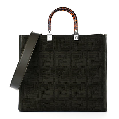 Fendi Technical Fabric Plexiglass FF Medium Fendi Sunshine Shopper Tote Wood 1 of 11