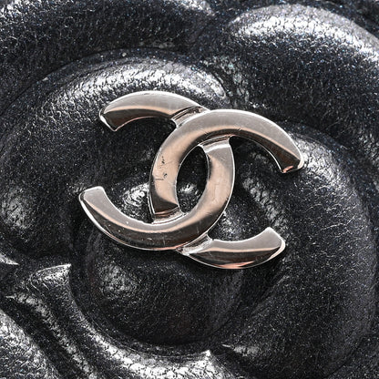 Chanel Iridescent Lambskin Camellia Embossed Zip Coin Purse Black 8 of 9