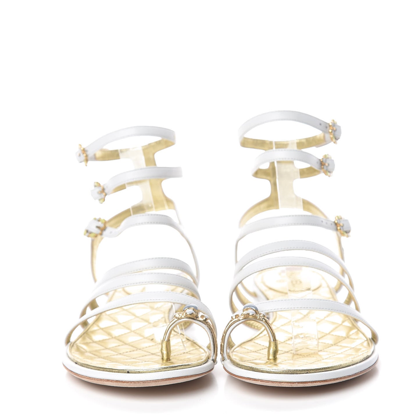 Lambskin Gripoix Flat Sandals 36.5 White