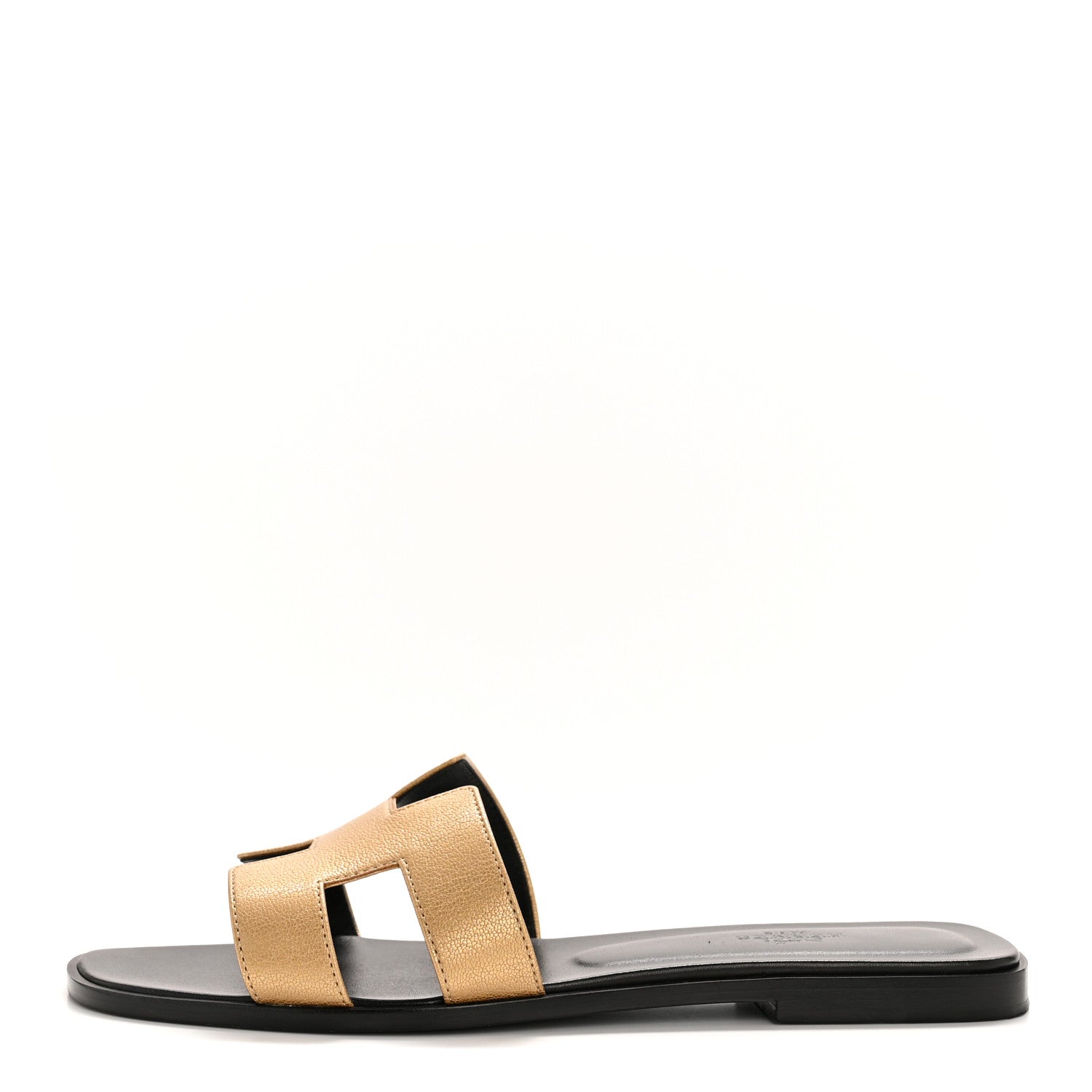 Hermes Metallic Chevre Oran Sandals 40 Dore 1 of 9