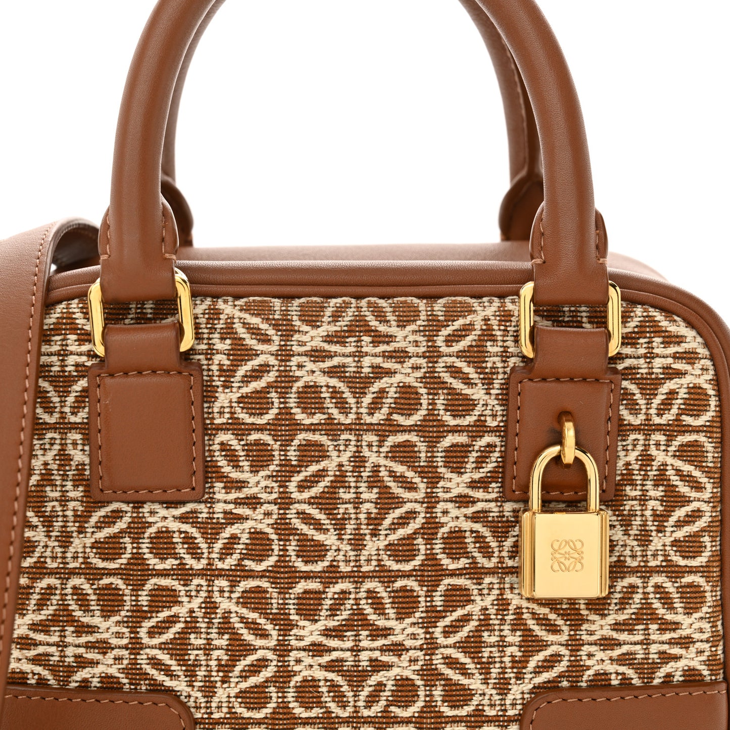 Jacquard Anagram Calfskin Mini Amazona 16 Square Bag Tan