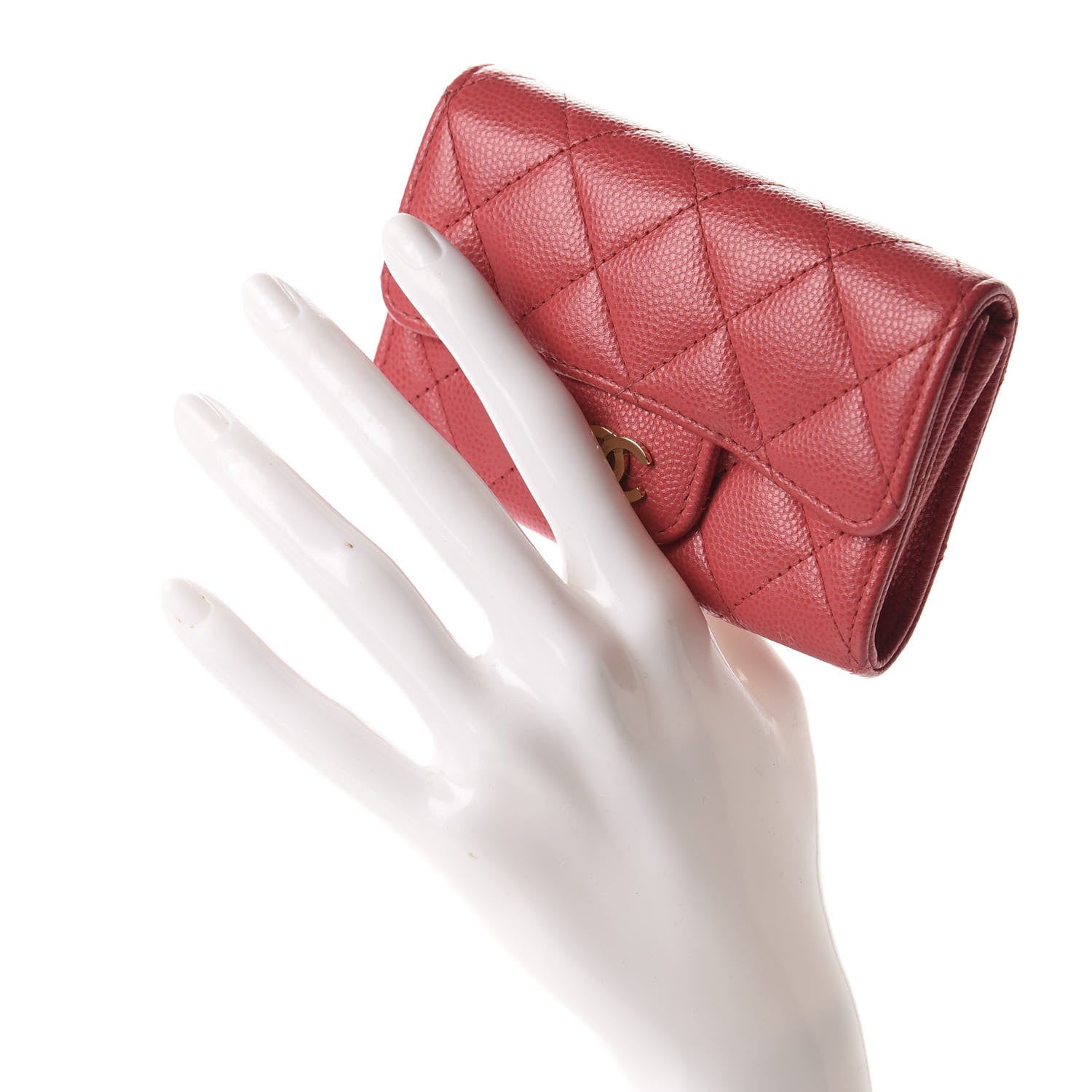 Chanel Caviar Quilted Flap Card Holder Wallet Dark Pink 2 of 9
